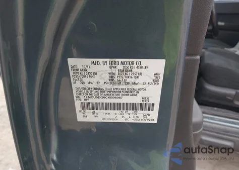 2012 Ford Escape Xlt from USA, damaged, VIN 1FMCU0DG0CKB06087